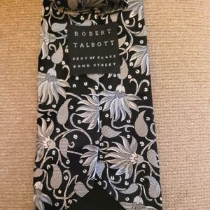 Robert Talbott Best of Class Silk Tie – Black & Silver Floral